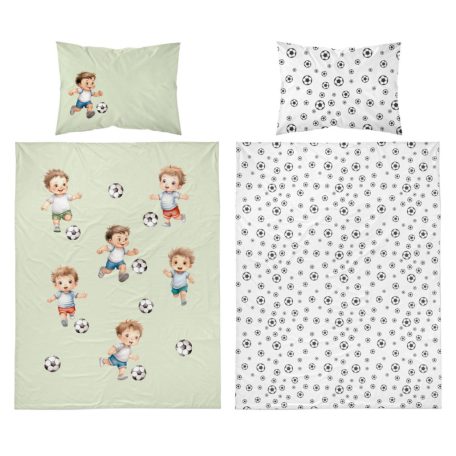 Pamut ágynemű huzat 100*135 cm - Kis focisták zöld