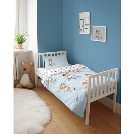 Pamut ágynemű huzat 90*120 cm - Kis focisták kék 