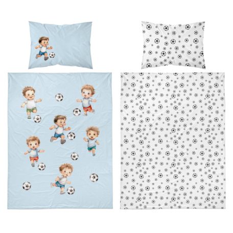 Pamut ágynemű huzat 90*120 cm - Kis focisták kék 