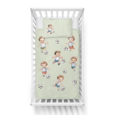 Pamut ágynemű huzat 90*120 cm - Kis focisták zöld