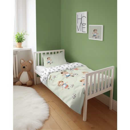 Pamut ágynemű huzat 90*120 cm - Kis focisták zöld