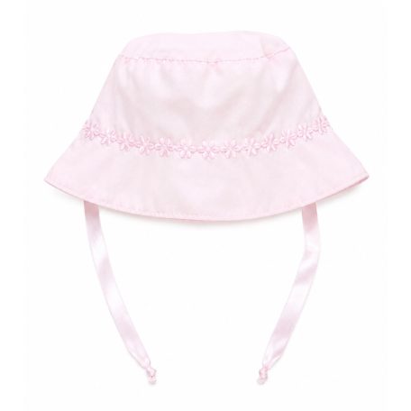 Minimanó Nyári lány kalap (46) - Rózsaszín Virágos Puplin Kötős