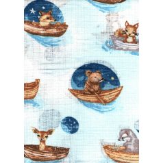   Mintás textil pelenka 1db-os - kis állatok a csónakba kék