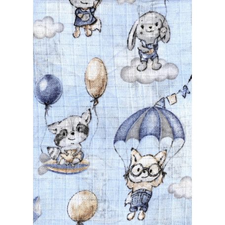 Mintás textil pelenka 1db-os - kék lufis állatok
	