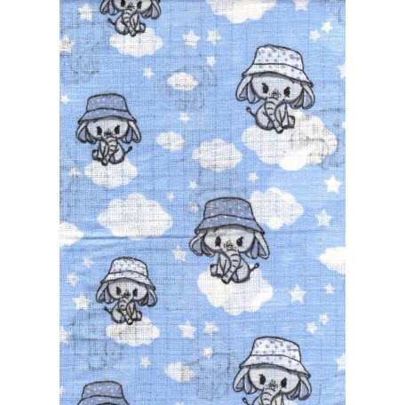 Mintás textil pelenka 1db-os - Kék elefánt
