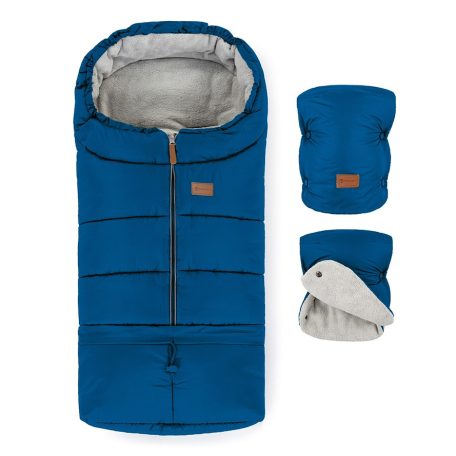 PETITE&MARS Téli szett Jibot 3in1 bundazsák + kézmelegítő kesztyű babakocsira - Jasie Ocean Blue