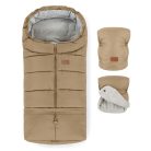PETITE&MARS Téli szett Jibot 3in1 bundazsák + kézmelegítő kesztyű babakocsira - Jasie Sweet Toffee