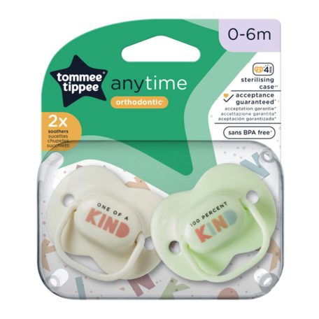 Tommee Tippee Anytime játszócumi 0-6 hó 2 db  - zöld/krém