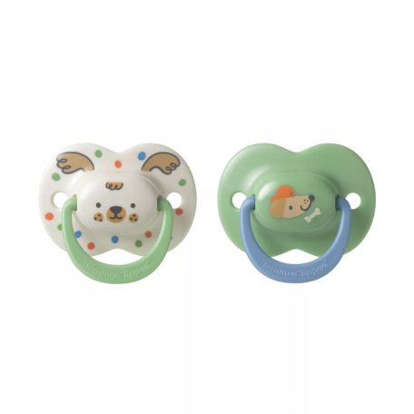 Tommee Tippee Ultimate Fit játszócumi 18-36 hó 2 db - krém/zöld kutyus