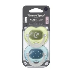   Tommee Tippee Night Glow nyugtató cumi 6-18 hó, 2 db - kék/zöld