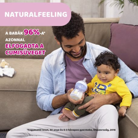 Chicco NaturalFeeling 250 ml cumisüveg közepes folyású 2 hó+ rózsaszín bagoly 

