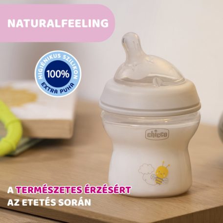 Chicco NaturalFeeling 250 ml cumisüveg közepes folyású 2 hó+ rózsaszín bagoly 

