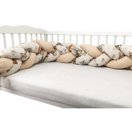Baby Shop prémium fonott fejvédő kiságyba 220cm - Róka és barátai 