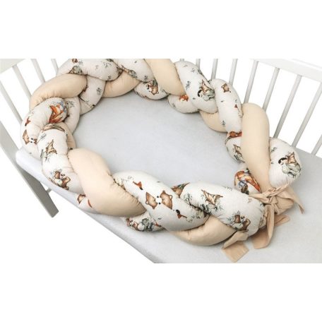 Baby Shop prémium fonott fejvédő kiságyba 220cm - Róka és barátai 