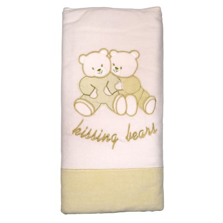 Trimex bélelt plüss takaró 70x100cm - ölelő macik fehér/zöld-klón