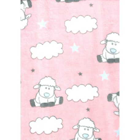 Wellsoft mintás babatakaró 70*90 cm - rózsaszín bárány 