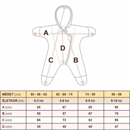 Kenguru Gold Kimonó Baba overál " popcorn+pamut" (TOG 2) 0-3 hó Mogyoró