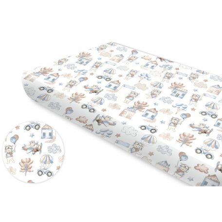 Baby Shop pamut,gumis lepedő 70*140 cm  - Kék repülő maci