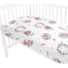 Baby Shop 60*120 cm pamut,gumis lepedő - Holdas nyuszi rózsaszín
