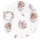 Baby Shop 60*120 cm pamut,gumis lepedő - Holdas nyuszi rózsaszín