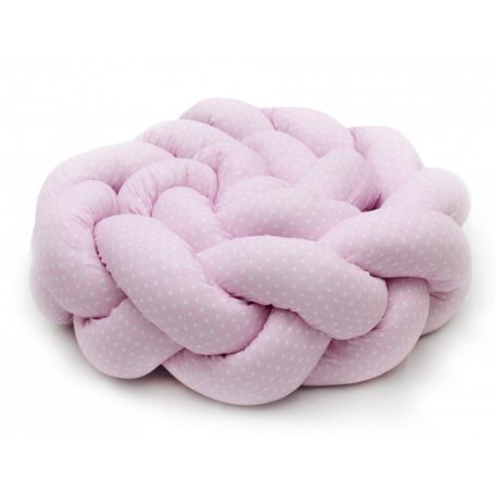 Prémium fonott fejvédő kiságyba 210cm - rózsaszín pöttyös 