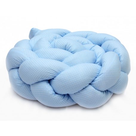 Prémium fonott fejvédő kiságyba 210cm - kék pöttyös 