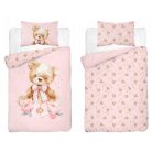 Pamut ágynemű huzat 90*120 cm - Maci púderrózsaszín 