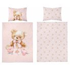 Pamut ágynemű huzat 90*120 cm - Maci púderrózsaszín 