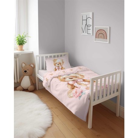 Pamut ágynemű huzat 90*120 cm - Maci púderrózsaszín 