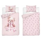 Pamut ágynemű huzat 90*120 cm - Maci rózsaszín 