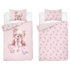 Pamut ágynemű huzat 90*120 cm - Maci rózsaszín 