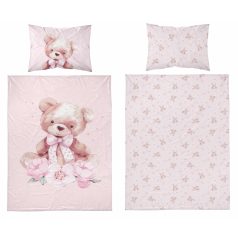 Pamut ágynemű huzat 90*120 cm - Maci rózsaszín 