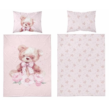 Pamut ágynemű huzat 90*120 cm - Maci rózsaszín 