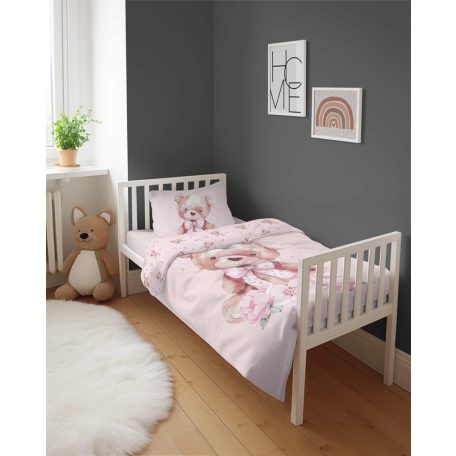 Pamut ágynemű huzat 90*120 cm - Maci rózsaszín 