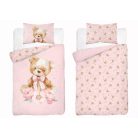 Pamut ágynemű huzat 100*135 cm - Maci púderrózsaszín 