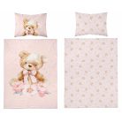 Pamut ágynemű huzat 100*135 cm - Maci púderrózsaszín 