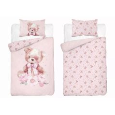 Pamut ágynemű huzat 100*135 cm - Maci rózsaszín 