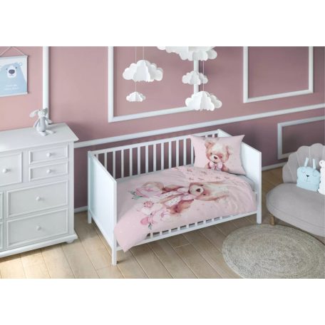 Pamut ágynemű huzat 100*135 cm - Maci rózsaszín 