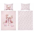 Pamut ágynemű huzat 100*135 cm - Maci rózsaszín 