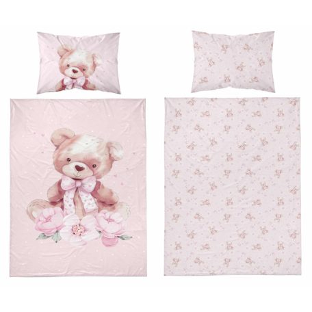 Pamut ágynemű huzat 100*135 cm - Maci rózsaszín 