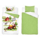 Pamut ágynemű huzat 90*120 cm - Cute Farm piros traktorral 