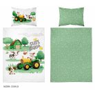 Pamut ágynemű huzat 90*120 cm - Cute Farm zöld traktorral 