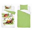 Pamut ágynemű huzat 100*135 cm - Cute Farm piros traktorral