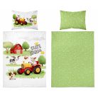 Pamut ágynemű huzat 100*135 cm - Cute Farm piros traktorral