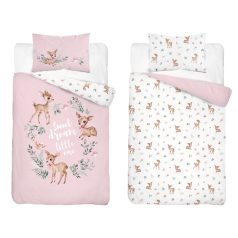 Pamut ágynemű huzat 90*120 cm - Kis őzikék rózsaszín 