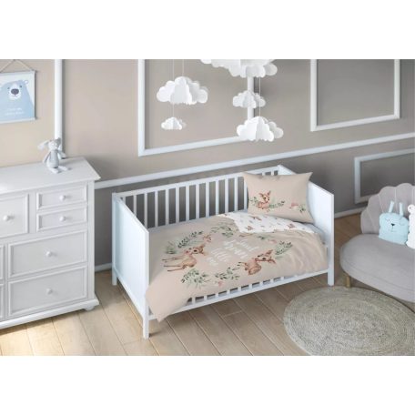 Pamut ágynemű huzat 100*135 cm - Kis őzikék bézs