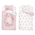 Pamut ágynemű huzat 100*135 cm - Kis őzikék rózsaszín