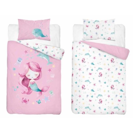 Pamut ágynemű huzat 100*135 cm - Sellő rózsaszín