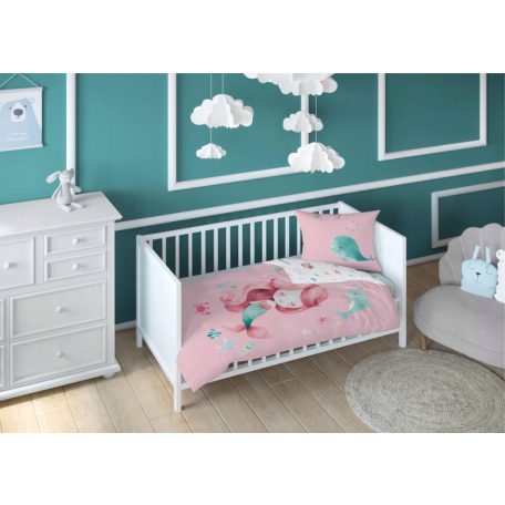 Pamut ágynemű huzat 90*120 cm - Kis Hableány púderrózsaszín 