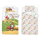 Pamut ágynemű huzat 90*120 cm - Napos farm piros traktorral